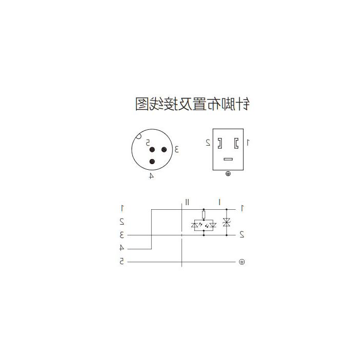 Valve plug Type B, DIN, 10mm, 3Pin/M12 male straight, double end precast PUR flexible cable, black sheath, 6VB041-XXX